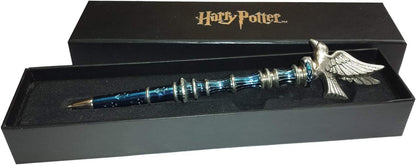 The Noble Collection Harry Potter Silver-Plated Ravenclaw Pen - 8in (21cm) Topped With Ravenclaw Raven House Mascot - Officially Licensed Film Set Movie Props Gifts Stationery