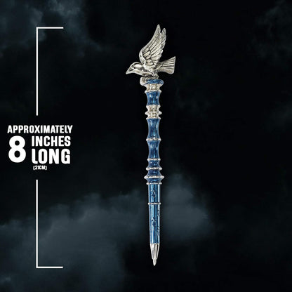 The Noble Collection Harry Potter Silver-Plated Ravenclaw Pen - 8in (21cm) Topped With Ravenclaw Raven House Mascot - Officially Licensed Film Set Movie Props Gifts Stationery