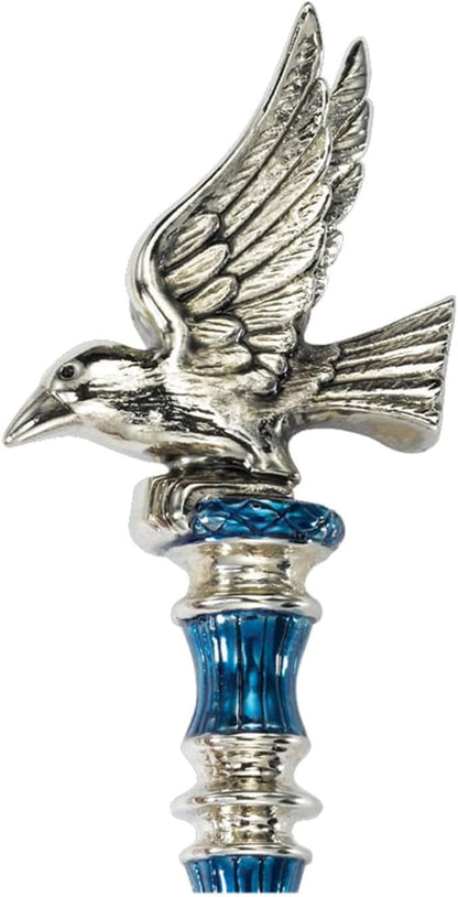 The Noble Collection Harry Potter Silver-Plated Ravenclaw Pen - 8in (21cm) Topped With Ravenclaw Raven House Mascot - Officially Licensed Film Set Movie Props Gifts Stationery