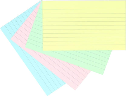 Silvine 5x3" Multi-coloured Record Cards - Lined with headline, 100 cards per pack. Ref 553AC (127 x 76mm
