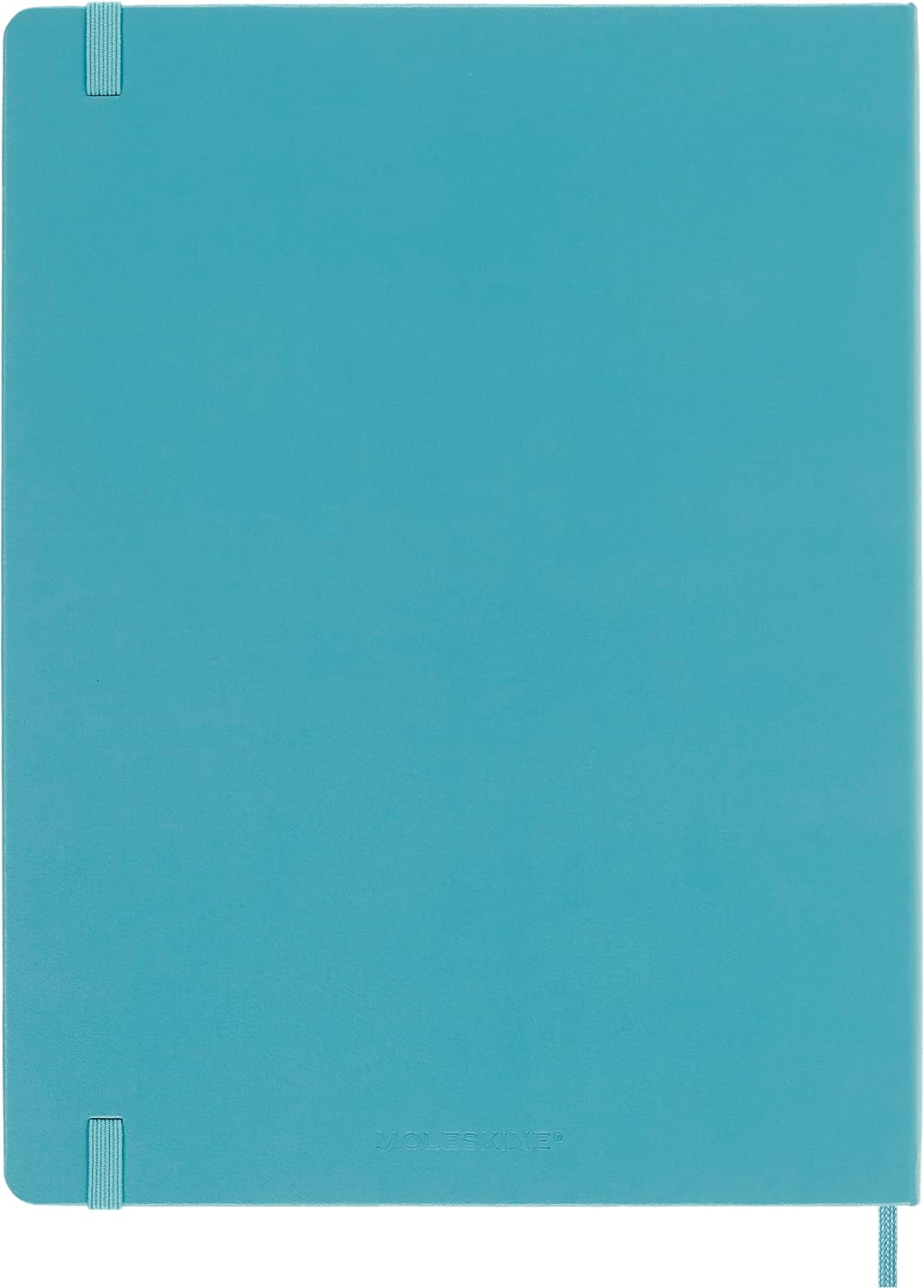 Moleskine Classic Ruled Paper Notebook, Hard Cover and Elastic Closure Journal, Color Reef Blue, Size Extra Large 19 x 25 cm, 192 Pages