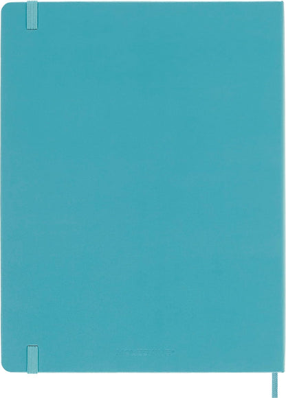Moleskine Classic Ruled Paper Notebook, Hard Cover and Elastic Closure Journal, Color Reef Blue, Size Extra Large 19 x 25 cm, 192 Pages