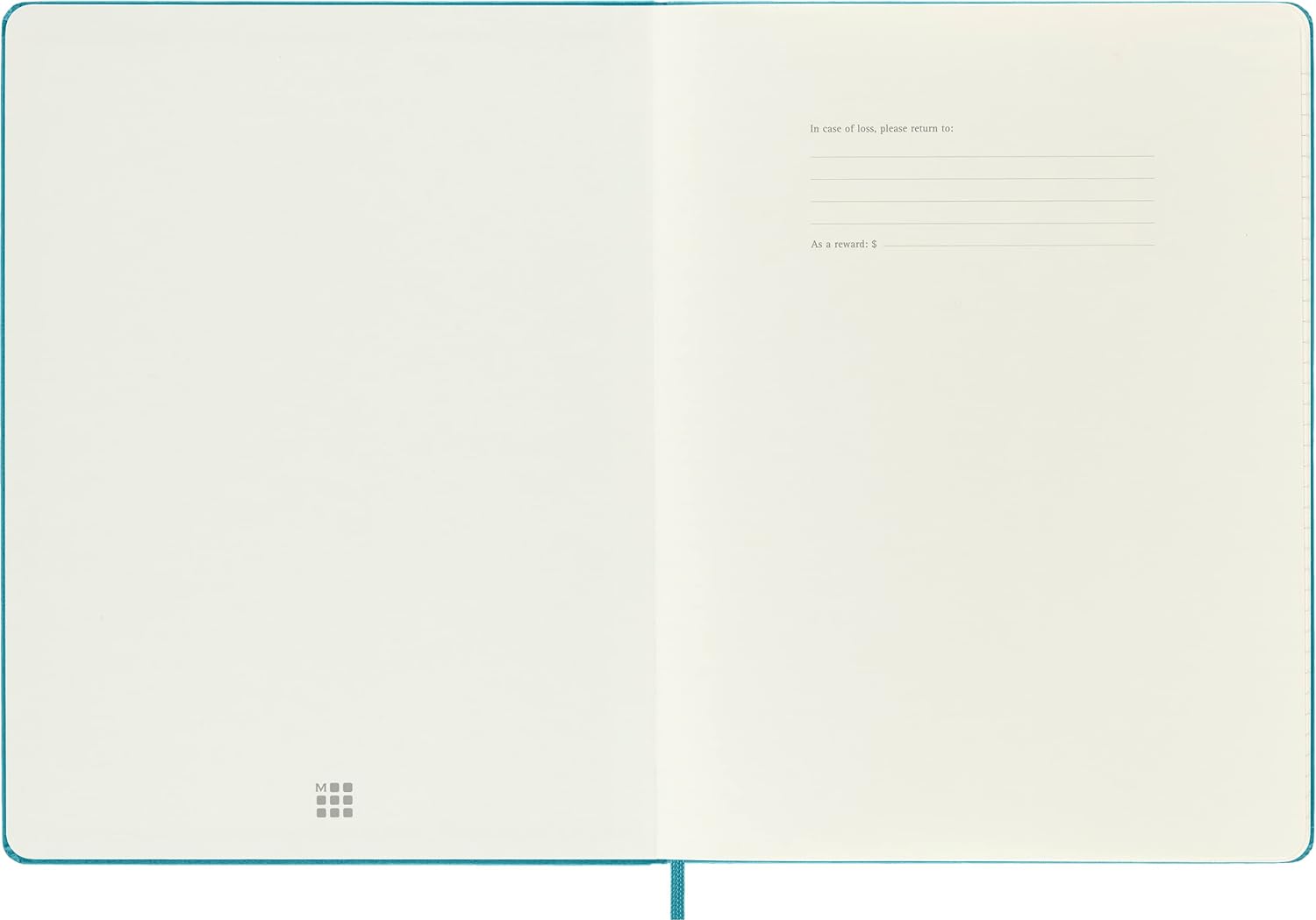 Moleskine Classic Ruled Paper Notebook, Hard Cover and Elastic Closure Journal, Color Reef Blue, Size Extra Large 19 x 25 cm, 192 Pages