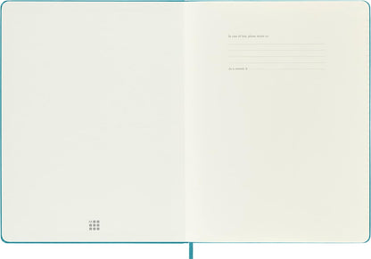 Moleskine Classic Ruled Paper Notebook, Hard Cover and Elastic Closure Journal, Color Reef Blue, Size Extra Large 19 x 25 cm, 192 Pages
