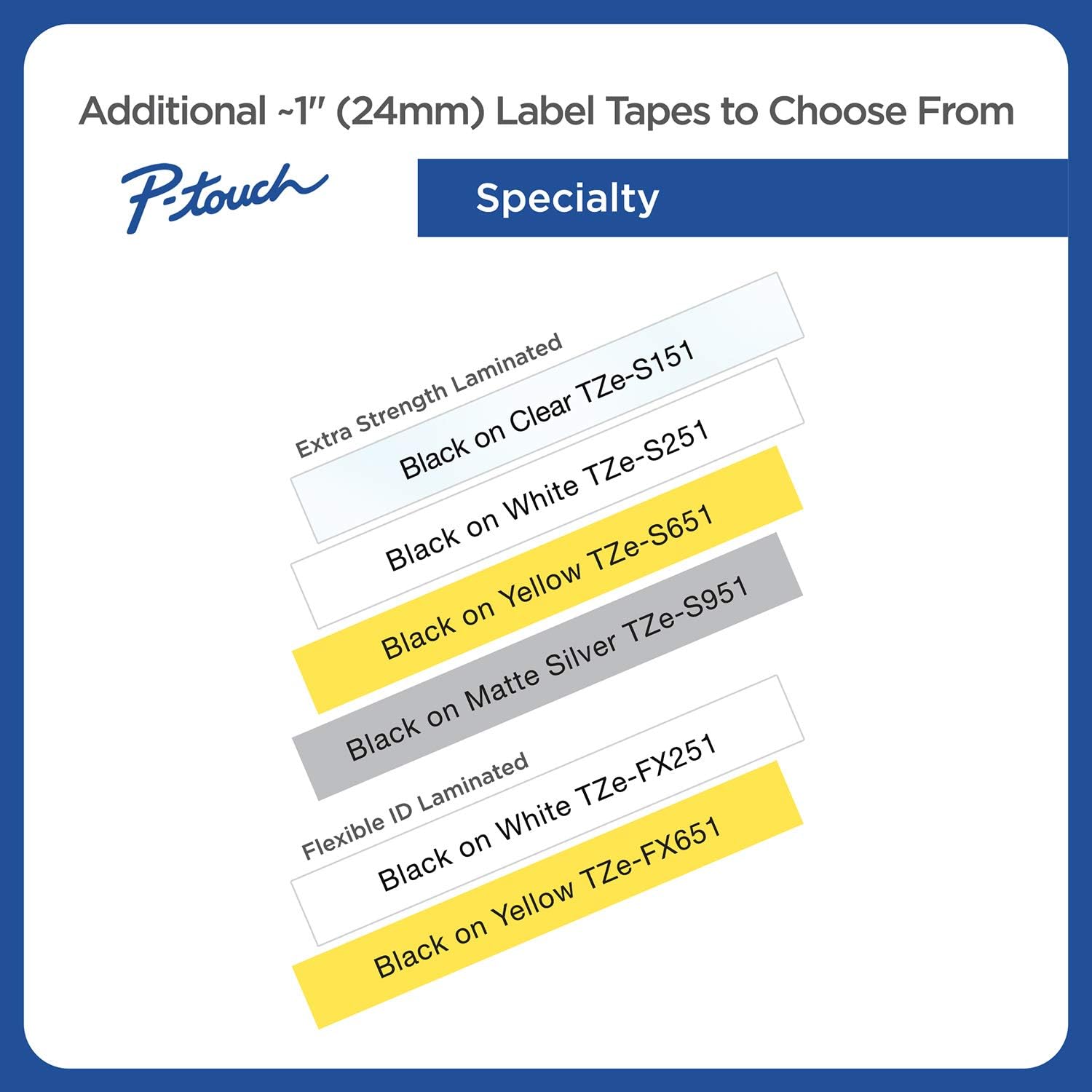 Brother Laminated Tape, Retail Packaging, 1 Inch, Black on White (TZe251