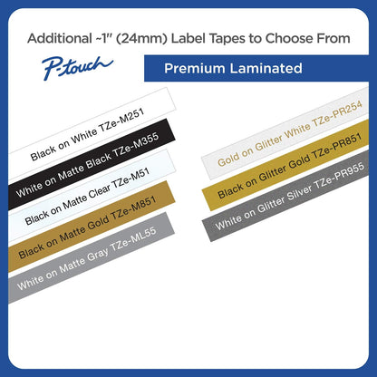 Brother Laminated Tape, Retail Packaging, 1 Inch, Black on White (TZe251