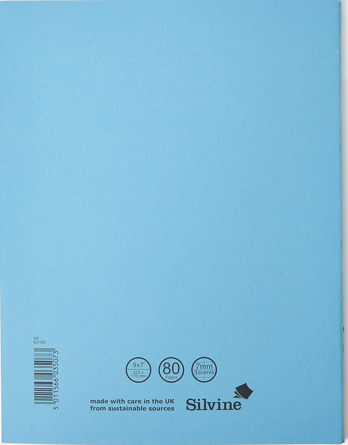 Silvine Exercise Book ruled 7mm Squares 229 x 178 mm 40 leaves Blue (Pack of 10