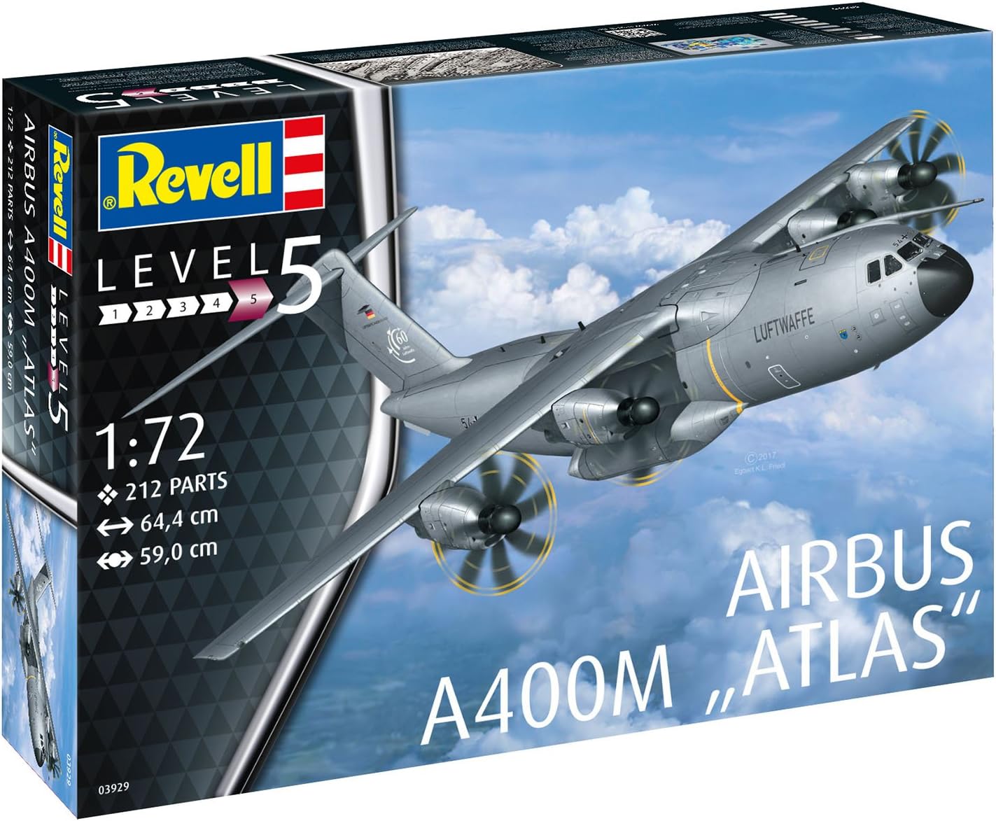 Revell 03929 Airbus A400M "ATLAS" 1:72 Scale Unbuilt/Unpainted Plastic Model Kit