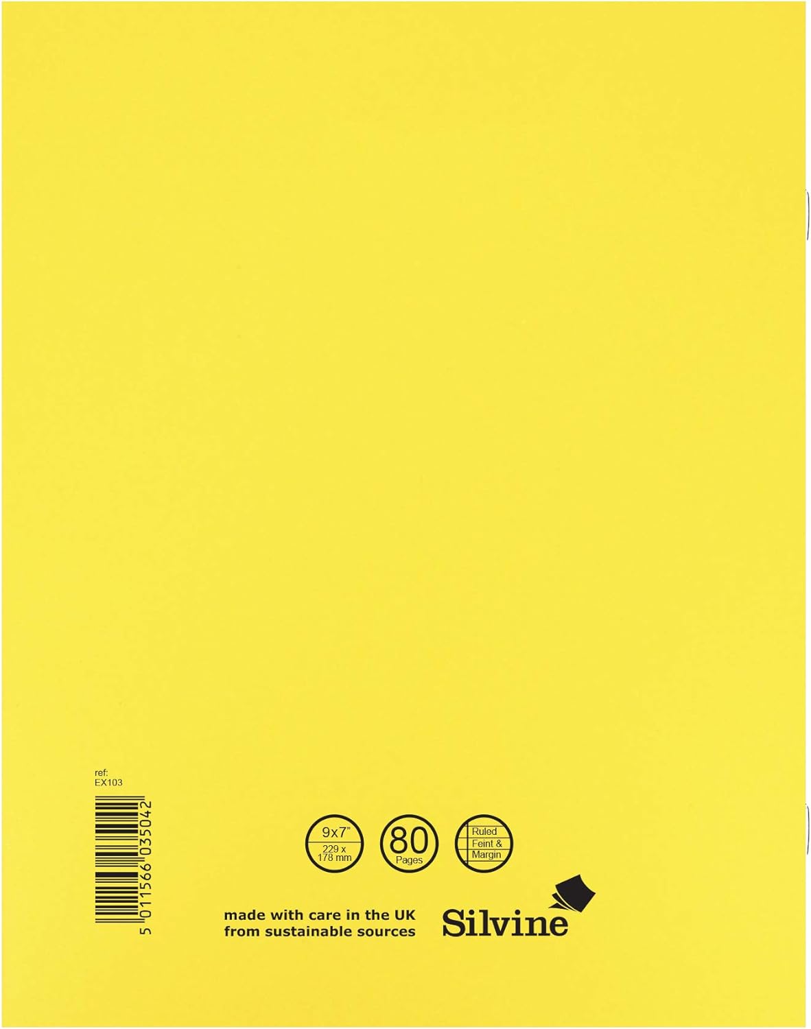 Silvine Exercise Book 229 x 178mm Ruled with Margin Yellow (10 Pack