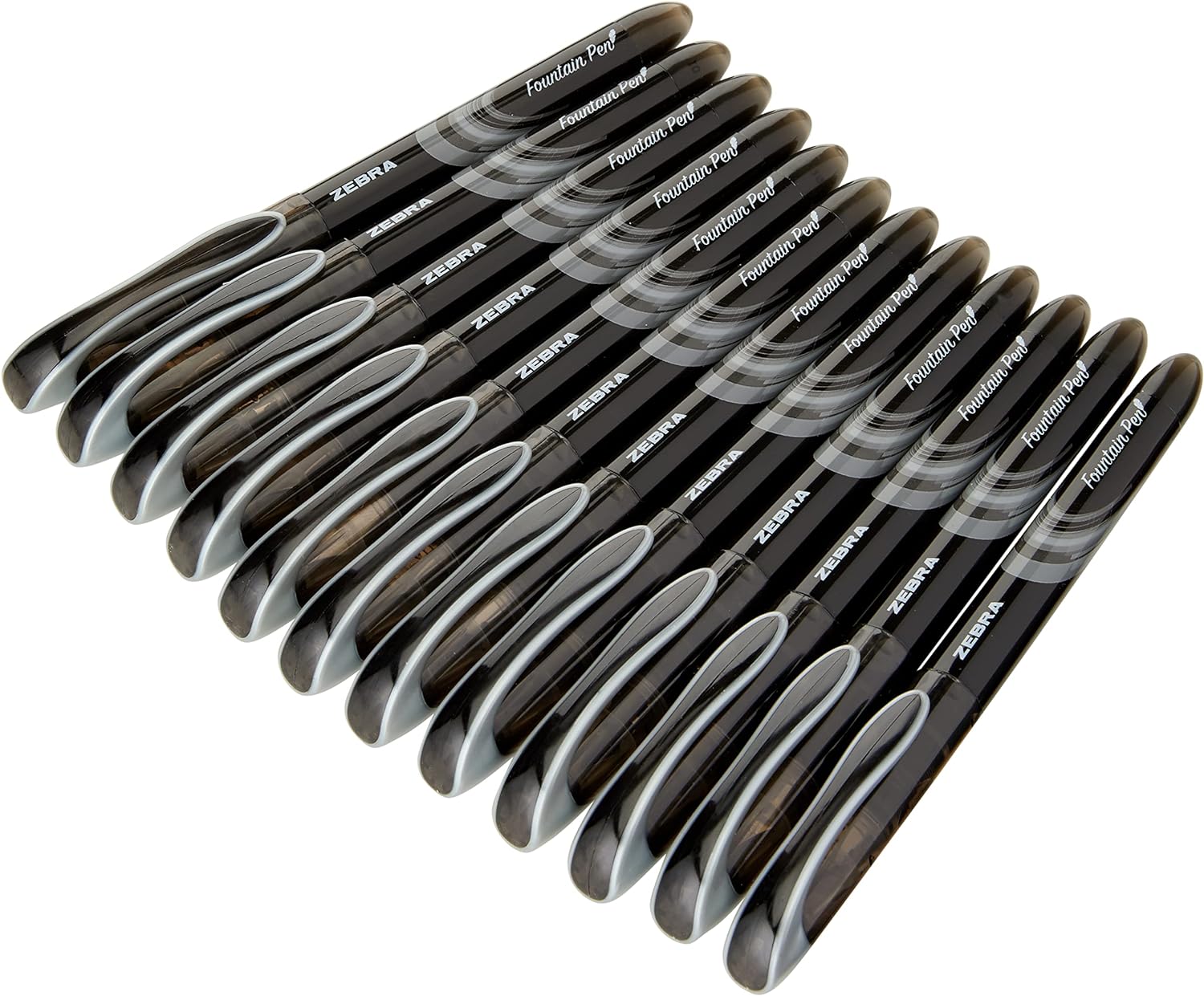 Zebra Pen Fuente Disposable Fountain Pen, 0.6mm Point, Black Ink, 12-Pack 69481