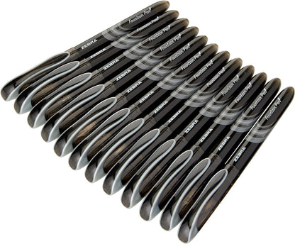 Zebra Pen Fuente Disposable Fountain Pen, 0.6mm Point, Black Ink, 12-Pack 69481