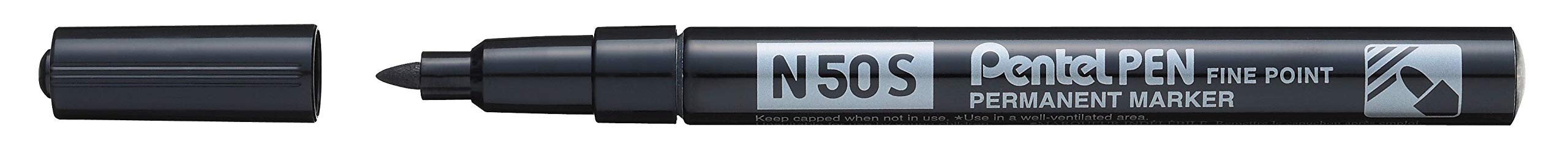 Pentel N50S-A Bullet Tip Permanent Marker - Black (Pack of 12