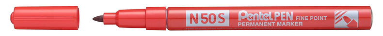 Pentel N50S-B Bullet Tip Permanent Marker - Red (Pack of 12