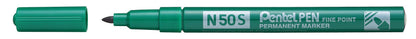 Pentel N50S-D Bullet Tip Permanent Marker - Green (Pack of 12