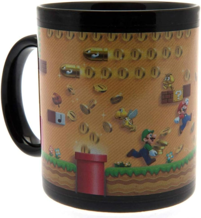 Pyramid International Super Mario Heat Change Mug in Presentation Gift Box (Gold Coin Rush Design) 11oz Ceramic Mug - Official Merchandise