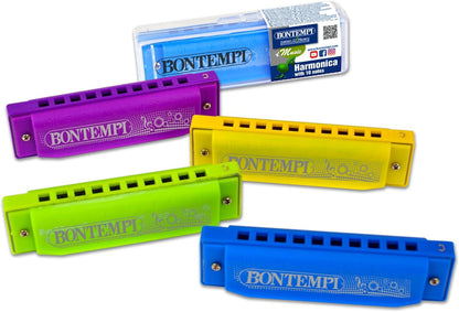 Bontempi Icom 3.IC301010 Harmonica 10 Notes with Case, Multi-Colour
