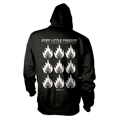 STIFF LITTLE FINGERS - INFLAMMABLE MATERIAL BLACK Hooded Sweatshirt Small