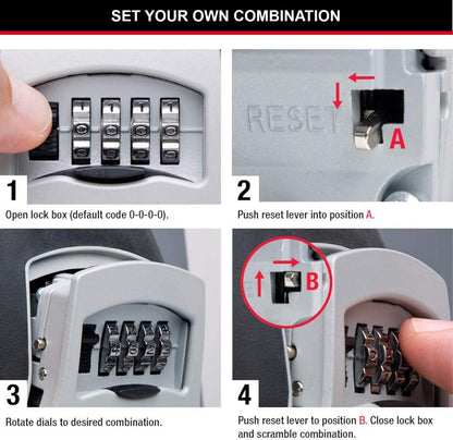 MASTER LOCK Key Safe Wall Mounted, Medium 85 x 119 x 36 mm, Outdoor, Mounting Kit, for Home Office Industries Vehicles