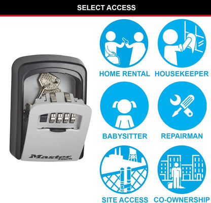MASTER LOCK Key Safe Wall Mounted, Medium 85 x 119 x 36 mm, Outdoor, Mounting Kit, for Home Office Industries Vehicles