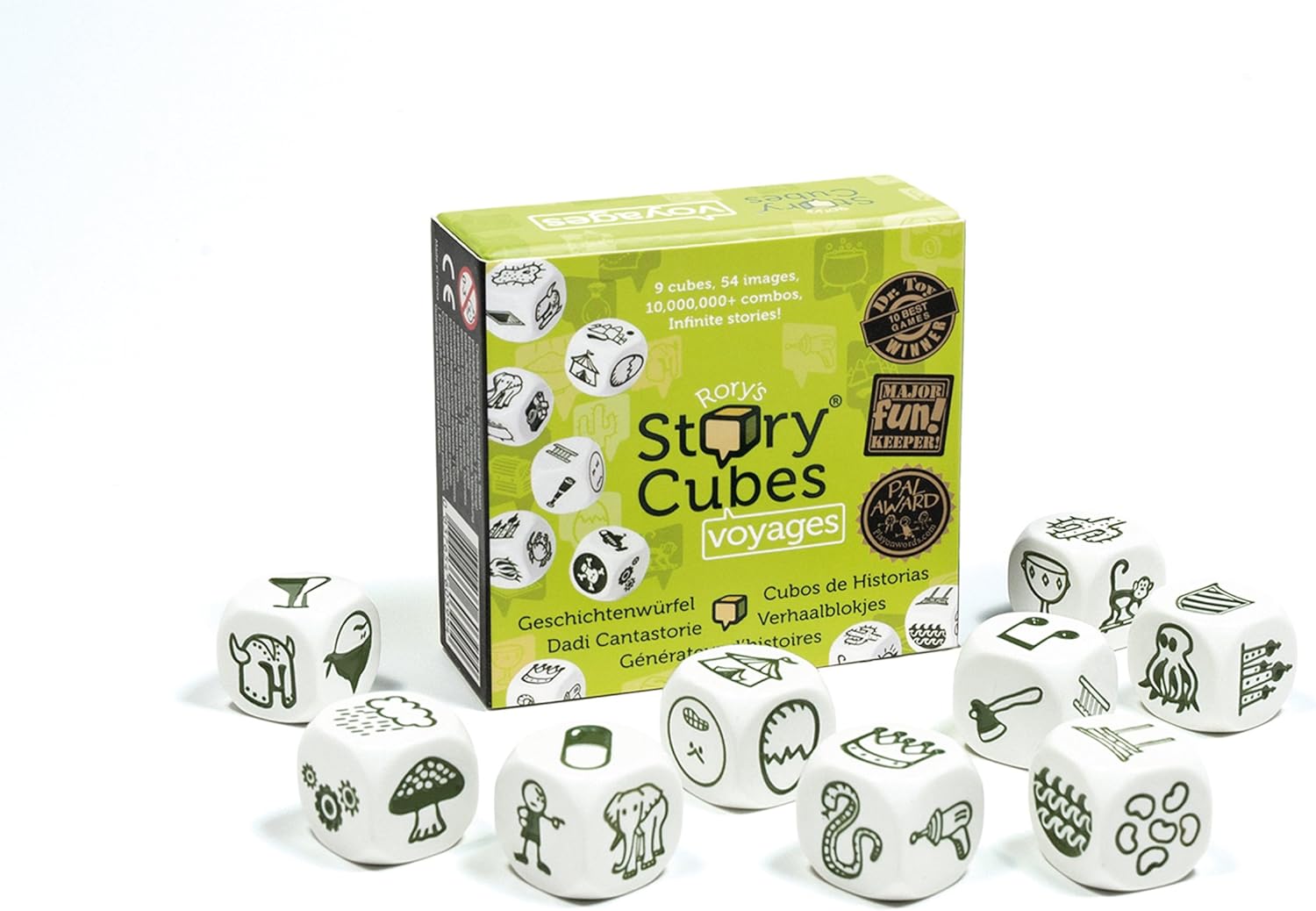 Rory's Story Cubes Voyages | Storytelling Game for Kids and Adults | Fun Family Game | Creative Kids Game | Ages 6 and up | 1+ Players | Average Playtime 10 Minutes | Made by Zygomatic