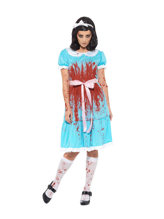 Smiffys Bloody Murderous Twin Costume, Blue with Dress, Socks & Headband, Halloween Adult Fancy Dress, Halloween Dress Up Costumes