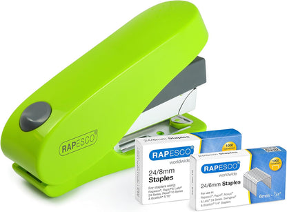 Rapesco 1470 Luna Less Effort Stapler with 2000 Staples, 50 Sheet Capacity, Green