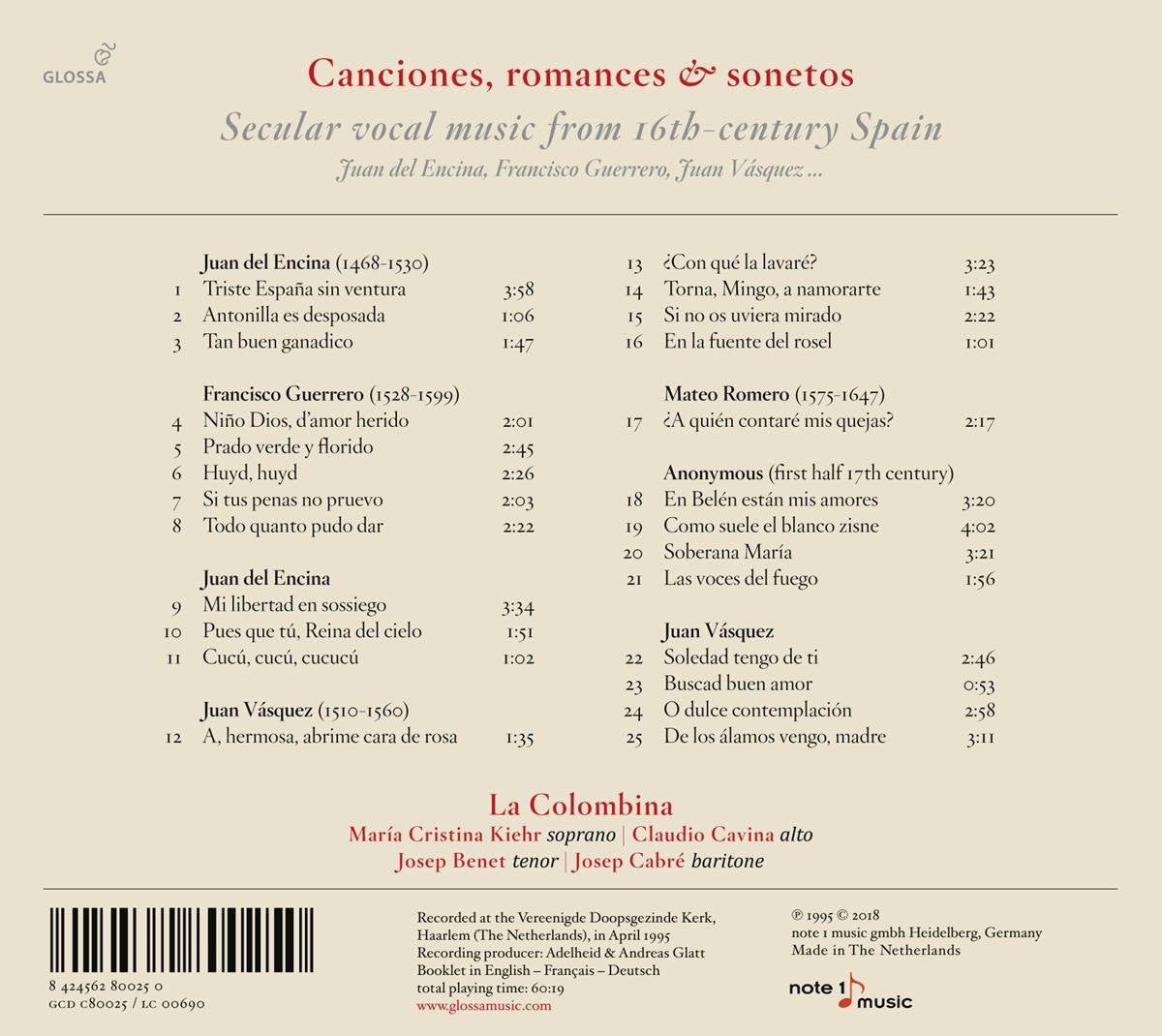 Canciones, Romances & Sonetos - Weltl. Musik aus dem Spanien des 16. Jh.