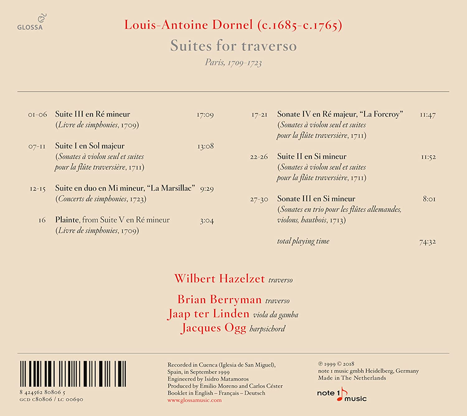 Louis-Antoine Dornel - Suites for Traverso & b.c.