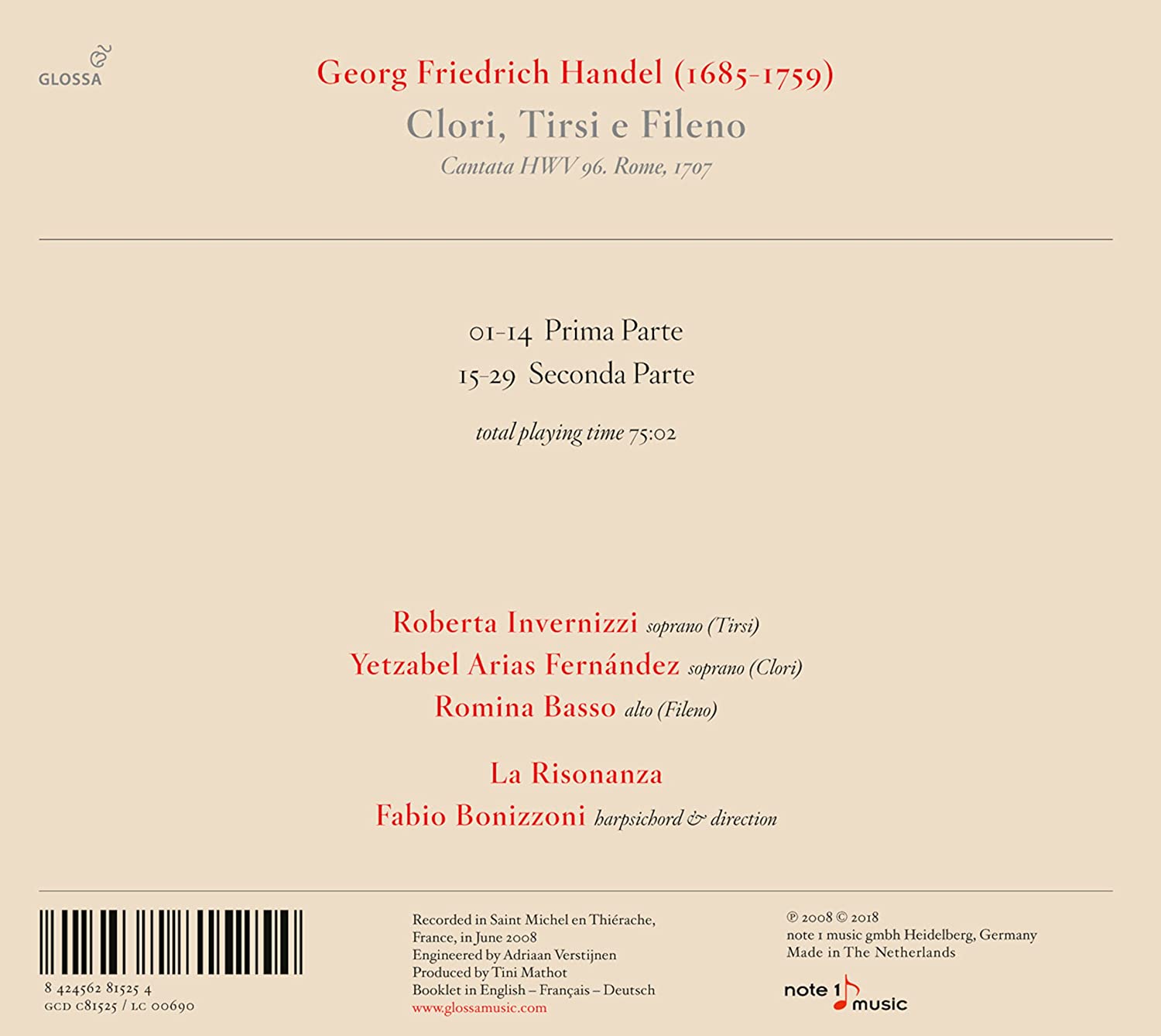 Georg Friedrich Händel - Clori, Tirsi e Fileno HWV 96