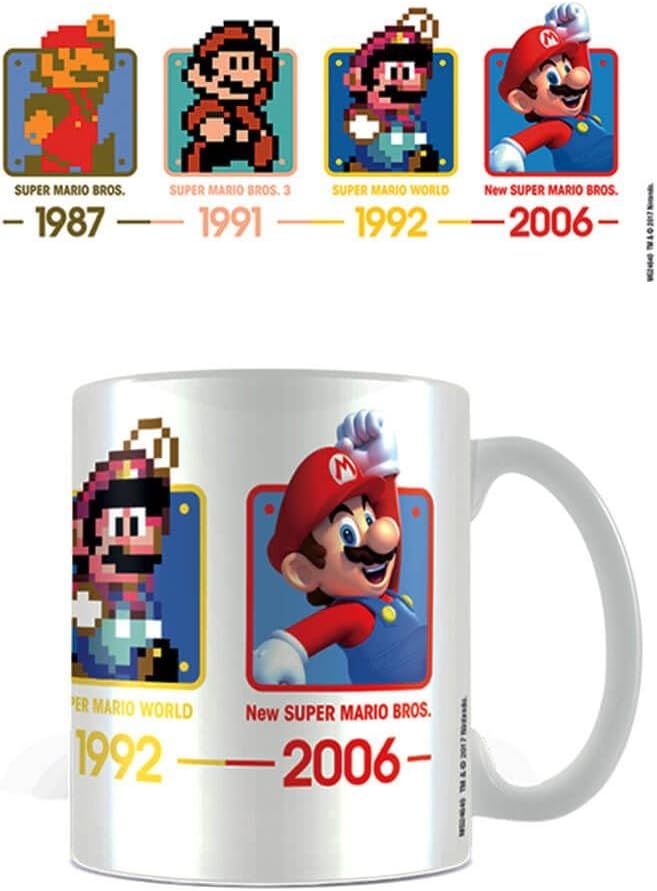 Pyramid International Super Mario (Dates) Official Boxed Ceramic Coffee/Tea Mug, Paper, Multi-Colour, 1 Count (Pack of 1