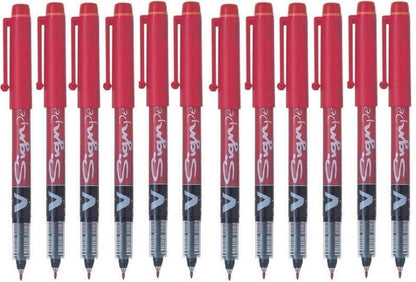 Pilot V Sign Pen Liquid Ink 2.0 mm Tip - Red, Box of 12