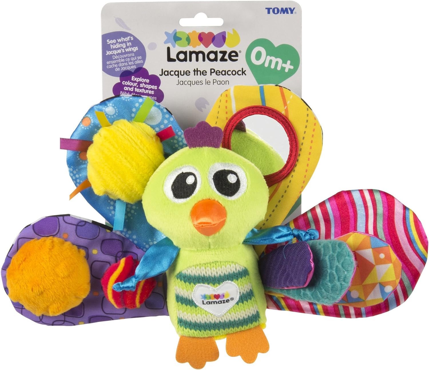 LAMAZE Jacques the Peacock, Clip on Pram and Pushchair Newborn Baby Toy, Sensory Toy for Babies Boys and Girls from 0 to 6 Months