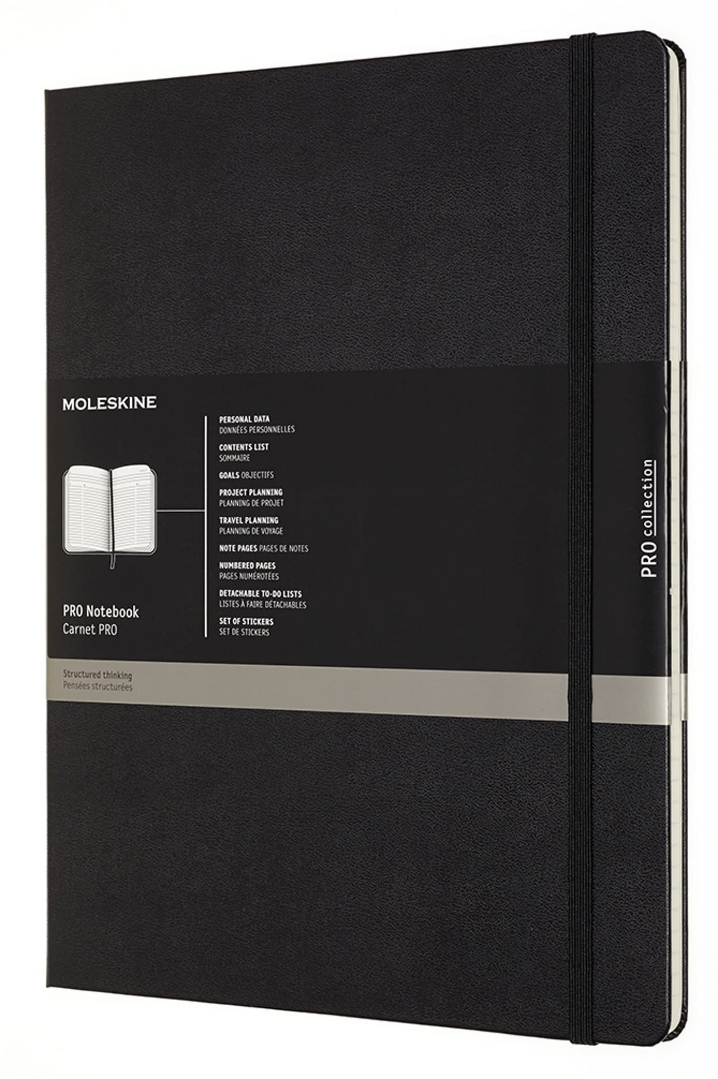 Moleskine PROPFNTB7HBK Pro Hard Notebook, Black, 2X-Large XXL Black