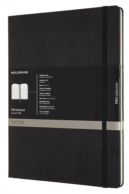 Moleskine PROPFNTB7HBK Pro Hard Notebook, Black, 2X-Large XXL Black