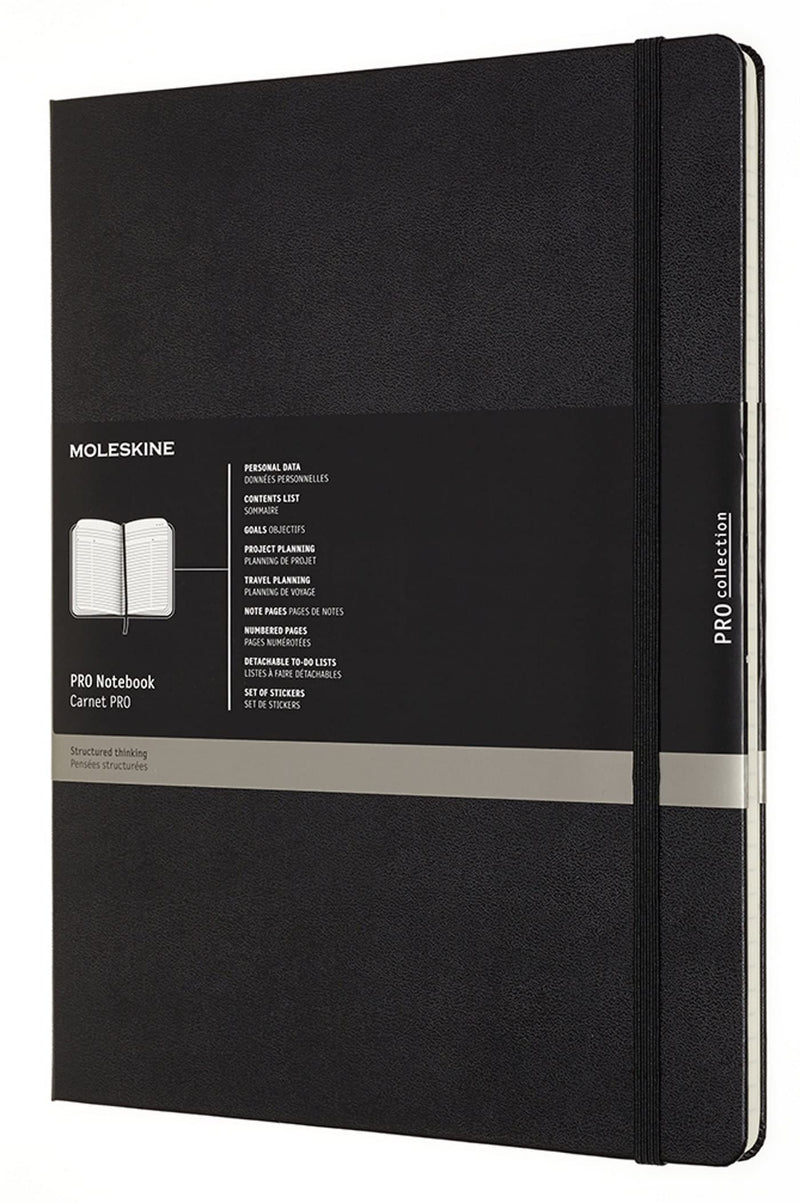 Moleskine PROPFNTB7HBK Pro Hard Notebook, Black, 2X-Large XXL Black