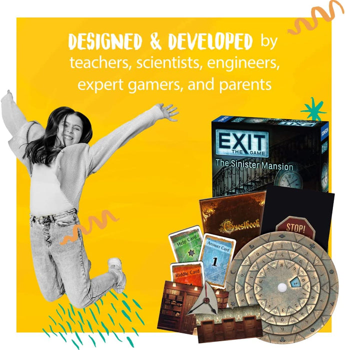 Thames & Kosmos - Exit: The Sinister Mansion - Level: 3/5 - Unique Escape Room Game - 1-4 Players - Puzzle Solving Strategy Board Games for Adults & Kids, Ages 12+ - 694036