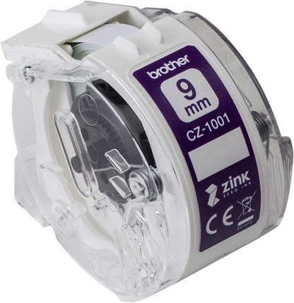 Brother CZ-1001 Zero-Ink Roll Cassette, Continuous Length, 9 mm (W) x 5 m (L), Brother Genuine Supplies, White