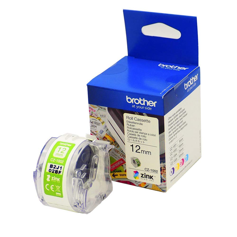 Brother CZ-1002 Zero-Ink Roll Cassette, Continuous Length, 12 mm (W) x 5 m (L), Brother Genuine Supplies, White