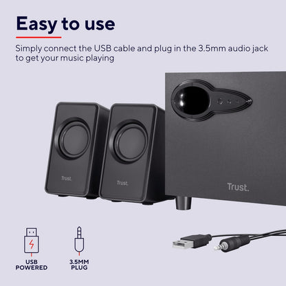 Trust Avora 2.1 speaker set 9 W PC Black 2.1 channels 2-way