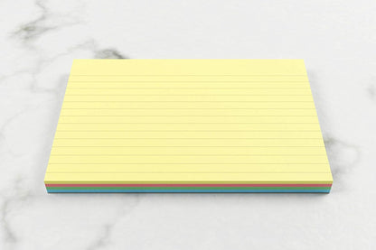 Luxpad A6 Gluebound Revision & Presentation Cards - Assorted Colours. 48 Lined Cards Per Pad (6x4"