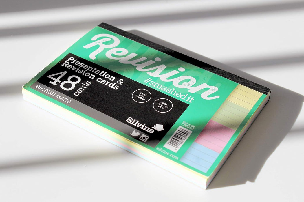 Luxpad A6 Gluebound Revision & Presentation Cards - Assorted Colours. 48 Lined Cards Per Pad (6x4"