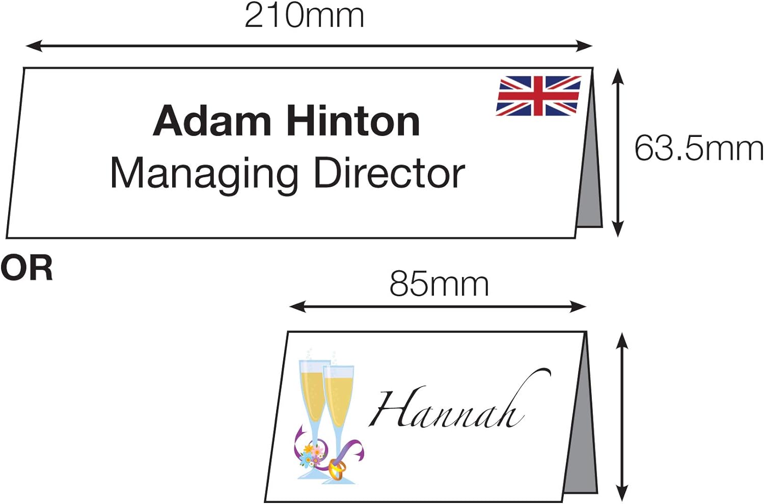 DECAdry Place Cards for Folding, 2 cards (200gsm, 210x63.5mm) per A4 sheet , (pack of 22 sheets/44 cards), White