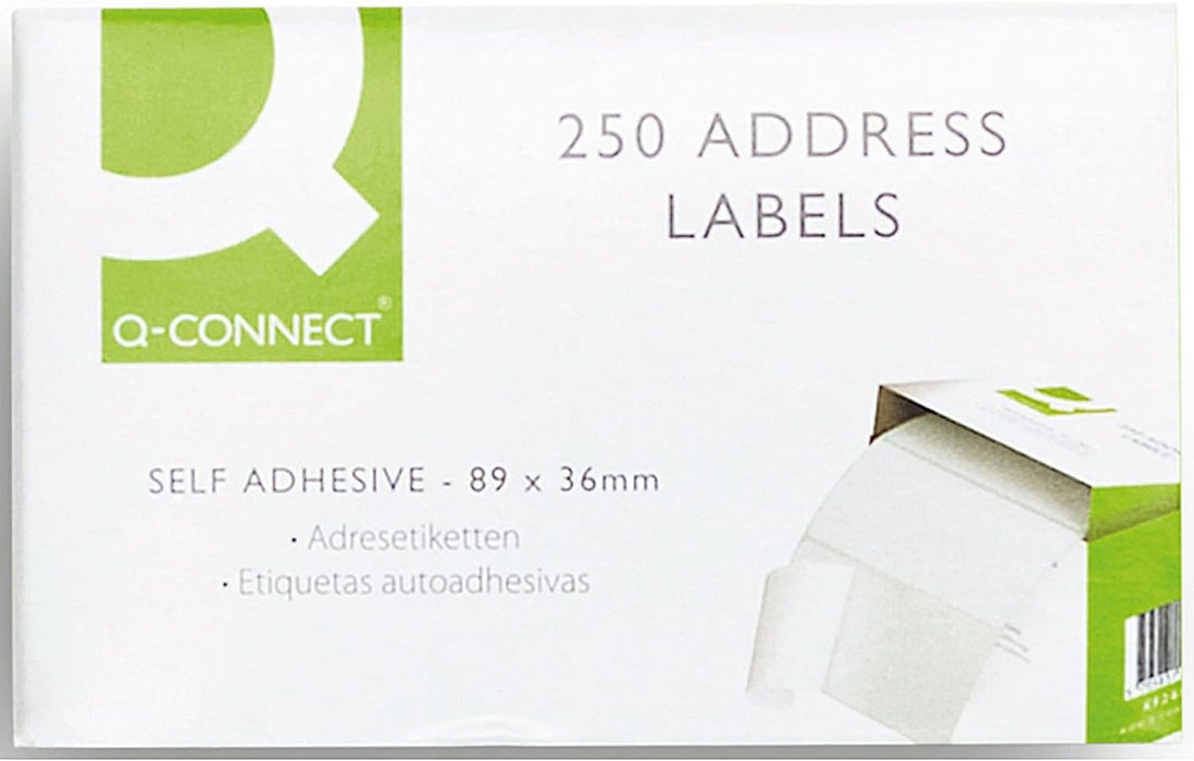Q-Connect Address Label Roll Self Adhesive 89 x 36 mm White (Pack of 250) KF26073