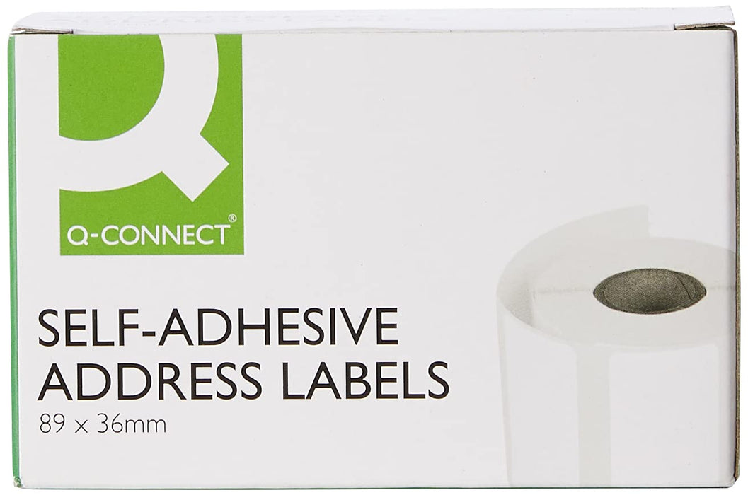 Q-Connect Address Label Roll Self Adhesive 89 x 36 mm White (Pack of 250) KF26073 Pack of 250 Single