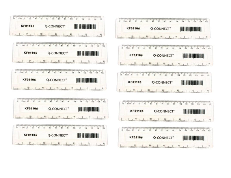Q-Connect Acrylic Shatter Resistant Ruler 15cm Clear (Pack of 10