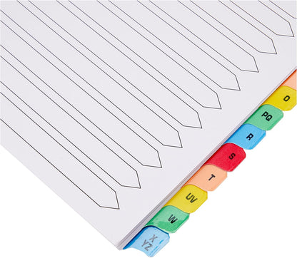 Q-Connect Multi-Punched A-Z 20-Part Reinforced Multi-Colour A4 Index Pre-Printed Tabs