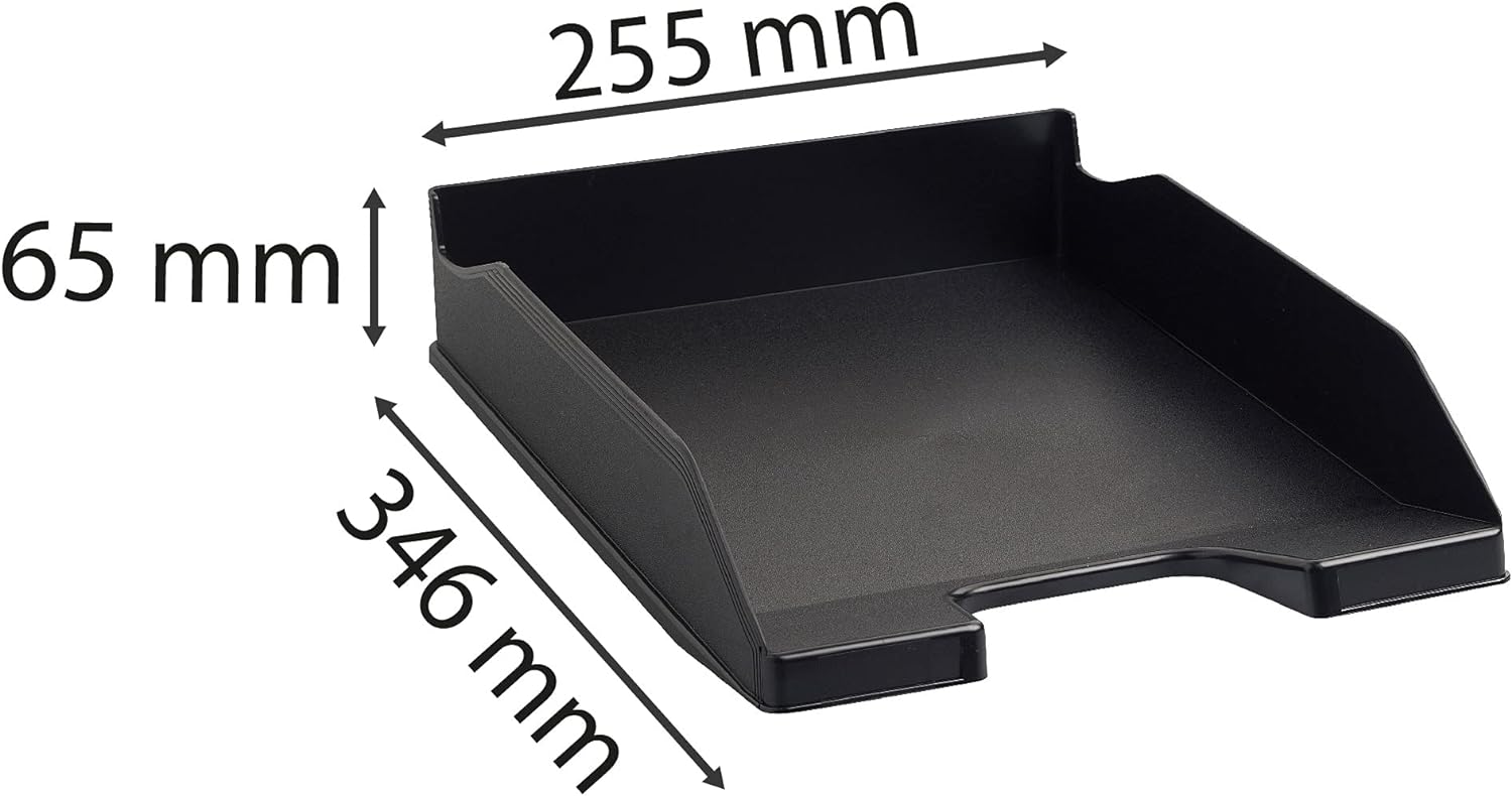 Exacompta - Ref 113014D - ECOBlack Letter Tray Combo Midi - 347 x 255 x 65mm in Size, Suitable for A4 Documents, Stackable with Others, Holds Approx. 500 Sheets