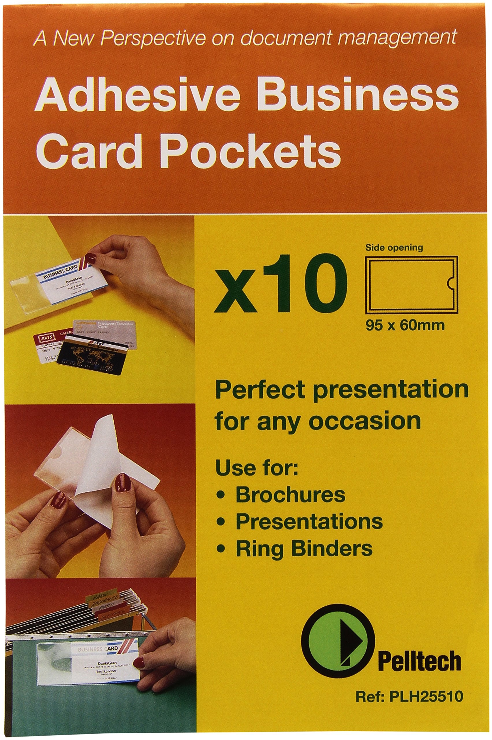 Pelltech 60x95mm Open Side Business Card Pocket (Pack of 10