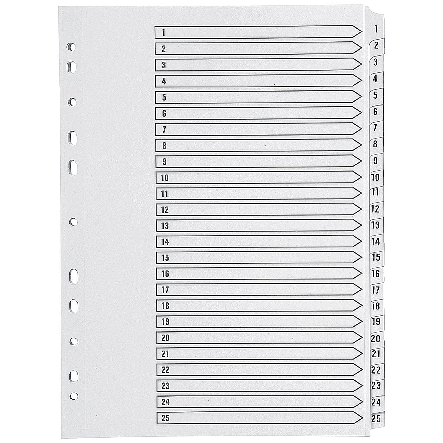 Q-Connect 1-25 Index Multi-Punched Reinforced Board Clear Tab A4 White (Pack of 4) 1 - 25 Tabs