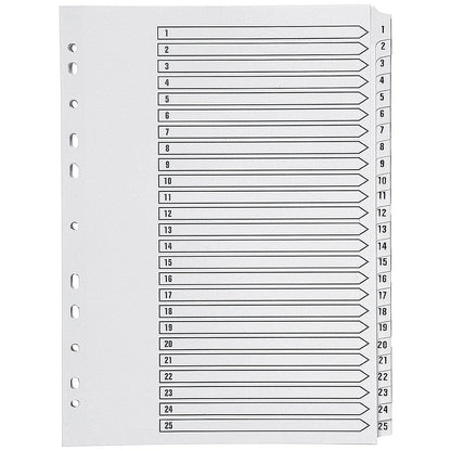 Q-Connect 1-25 Index Multi-Punched Reinforced Board Clear Tab A4 White (Pack of 4) 1 - 25 Tabs